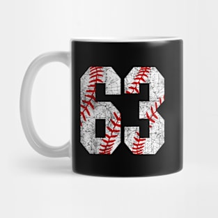 Vintage #63 Baseball Laces Baseball Mom Jersey Love Baseball Mug